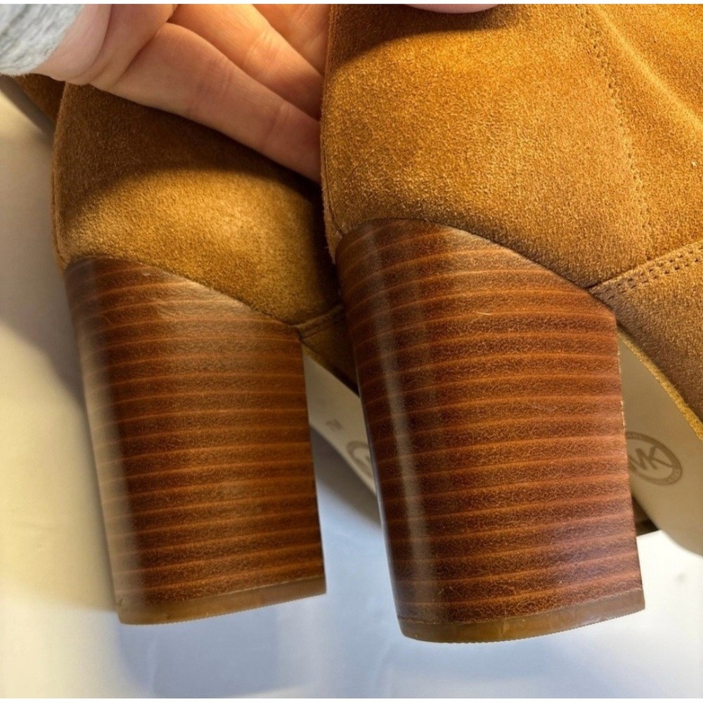 Michael Kors Brown Suede Knee High Boots Block‎ Heel Women's Size 7M - Picture 9 of 11